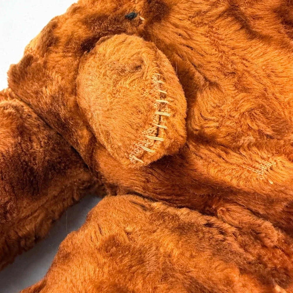 Vintage 60s Brown Tan Plush Teddy Bear Stuffed Animal Shabby Chic Well Loved